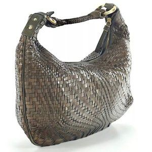 COLE HAAN large olive green leather hobo bag